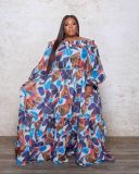 Loose Plus Size Digital Print Oversized Swing Neck Maxi Dress