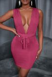 Fashionable sexy lace-up backless wrap chest dress multi-color hip nightclub short skirt