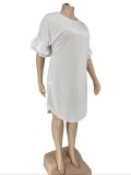 Round Neck Plus Size Women's Ruffle Sleeve 5XL Dress