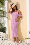 Chiffon Long Ribbon Sling Ruffle Sleeve Long Dress