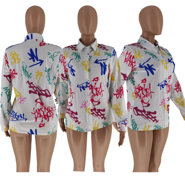 printed shirt long sleeve top