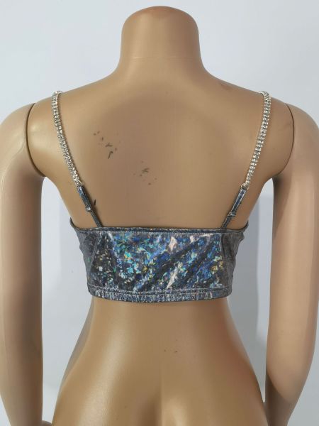 Sexy nightclub drill strip slim short laser bronzing vest