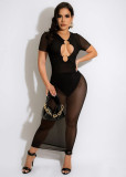 Women's Sexy Slim Fit Solid Mesh Dress