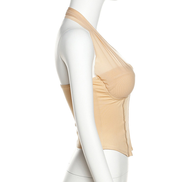 Street shooting fashion hanging wall backless sexy slim slim vest