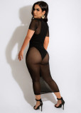 Women's Sexy Slim Fit Solid Mesh Dress