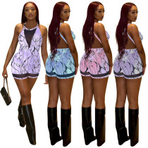 Printed backless jumpsuit sexy temperament women's clothing