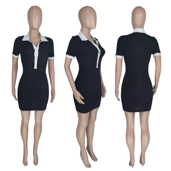 Women's Pit Strip Short Skirt Shirt Dress Sexy Casual Short Sleeve