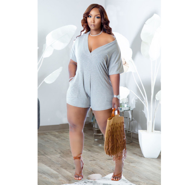Faux Cotton Plus Size Jumpsuit One Piece