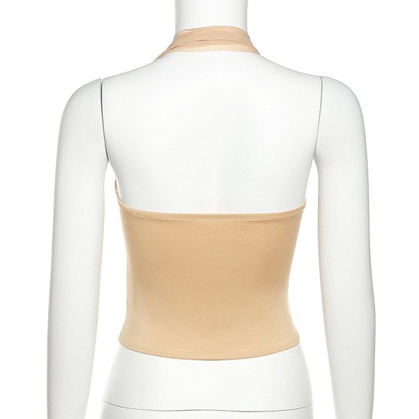 Street shooting fashion hanging wall backless sexy slim slim vest
