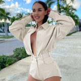 Sexy Leg Length Solid Color High Waist Shorts