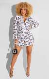 Long Sleeve Printed Shirt Black and White