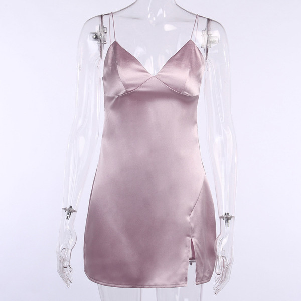 SATIN SLIP SLIT SLIT DRESS