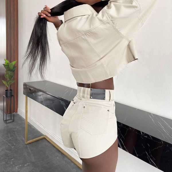 Sexy Leg Length Solid Color High Waist Shorts