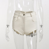 Sexy Leg Length Solid Color High Waist Shorts