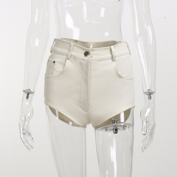 Sexy Leg Length Solid Color High Waist Shorts