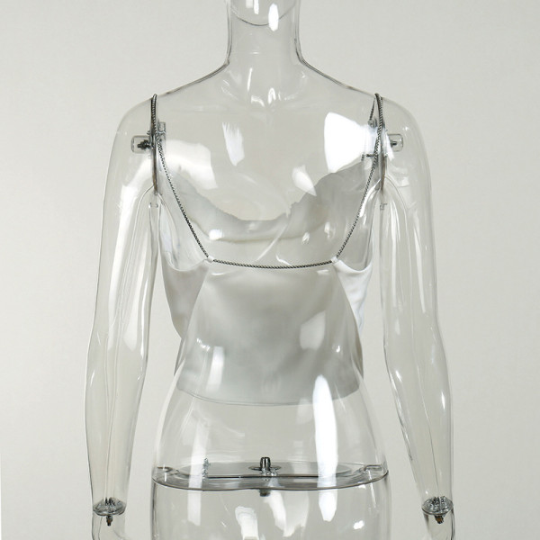 Solid Color Chain Sexy Backless V-Neck Sling Top