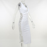 Sexy Fashion Skinny Deep V Lace Hollow Long Sleeve Dress Women