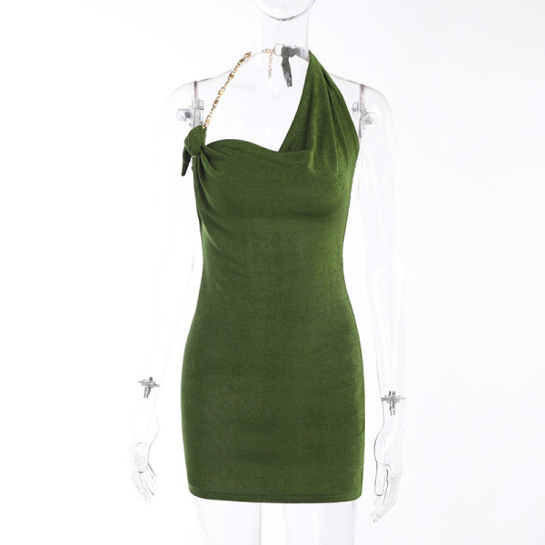 Fashion Irregular Chain Hanging Neck Sexy Backpack Hip Skirt
