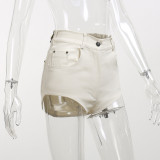 Sexy Leg Length Solid Color High Waist Shorts