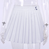 Youthful vitality girl pleated skirt sexy print high waist slim pleated skirt