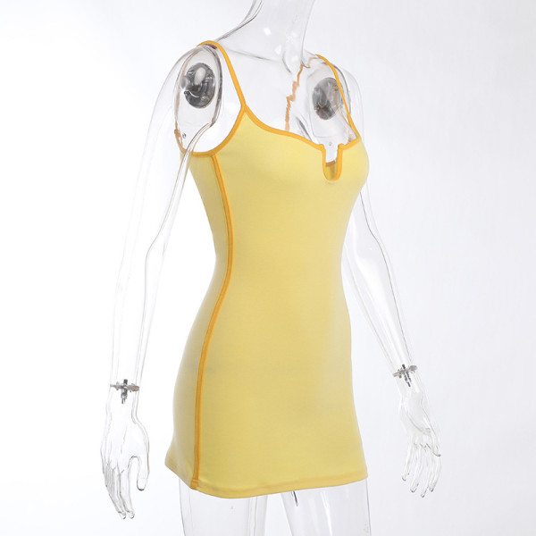 Deep V Sexy Tight Fashion Show Breast Bag Hip Sling Dress Women's