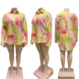 Plus size women's summer new fashion tie-dye print casual two-piece suit