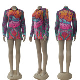 Temperament Casual Slim Fit Printed Shirt Dress