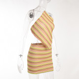 Fashion Sexy Colorful Jacquard Halter Suit
