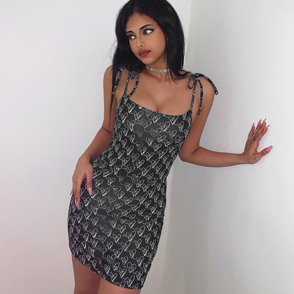 small floral lace-up slip dress