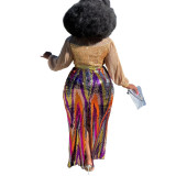 Fashion Casual Colorful Sequin Puff Sleeve Slit Pack Hip Dress