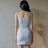 small floral lace-up slip dress