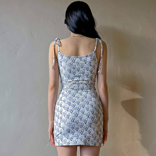small floral lace-up slip dress