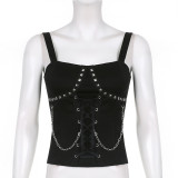 Net red street dark heavy industry style chain rivets thin camisole vest