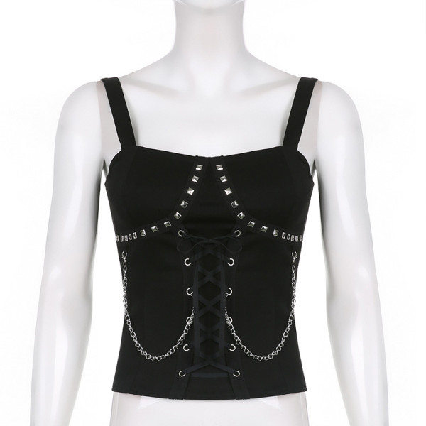 Net red street dark heavy industry style chain rivets thin camisole vest