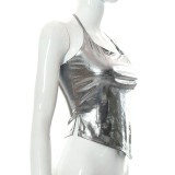 women's halter neck strapless backless irregular vest T-shirt top