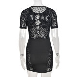 Sexy Patchwork Cutout Sheer Dress