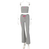 Chest Wrap Tie Pants Solid Color Casual Suit