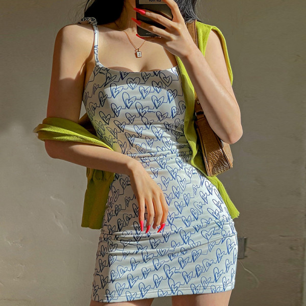small floral lace-up slip dress