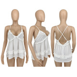Fashion casual sexy solid color V-neck suspender top