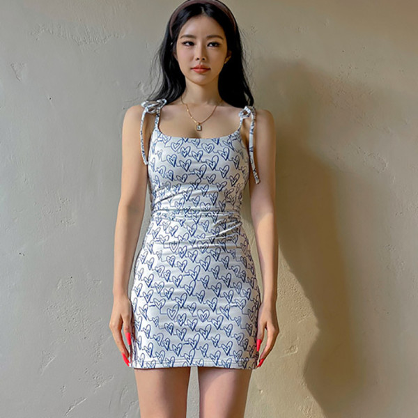small floral lace-up slip dress