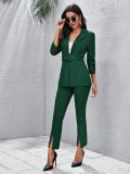 Women's Spring Autumn Winter Solid Color Fashion Suit Pants Set with Belt