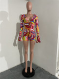 Beach Sexy Print Long Sleeve Jumpsuit