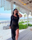 Sexy Long Dress Women's Mesh Gathered Beach New Dress