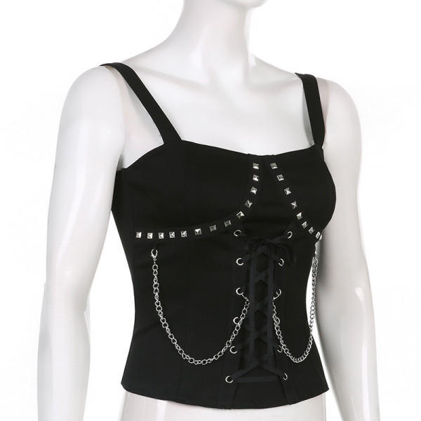 Net red street dark heavy industry style chain rivets thin camisole vest