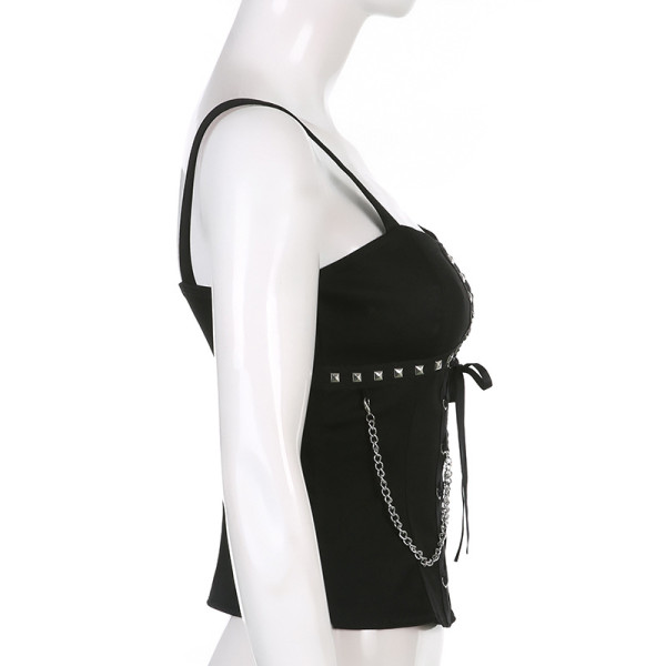 Net red street dark heavy industry style chain rivets thin camisole vest