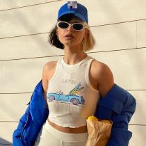 Street Trend Print Sleeveless Tight Short Slim Tank Top