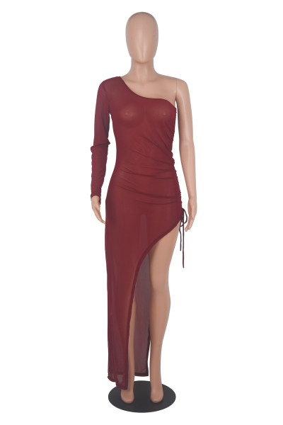 Sexy Long Dress Women's Mesh Gathered Beach New Dress