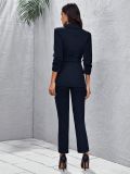 Women's Spring Autumn Winter Solid Color Fashion Suit Pants Set with Belt