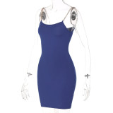 Backless hollow suspender skirt sexy slim bag hip dress women