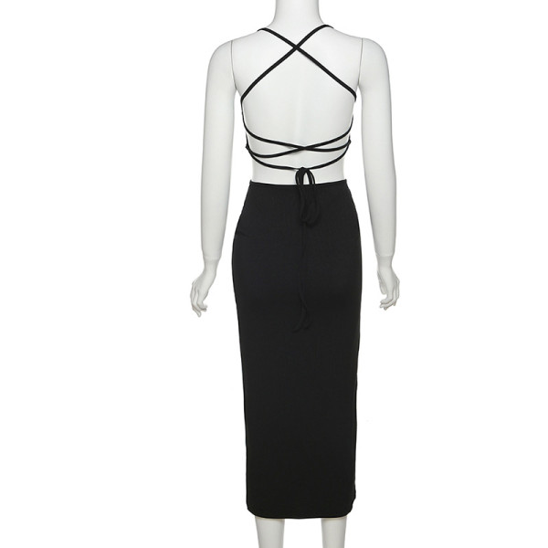 Women's fashion halter neck one-shoulder sexy backless slim temperament dress women